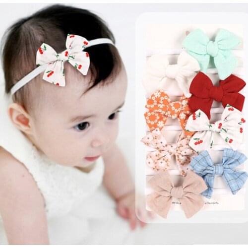 Oaoleer 8pcs/set Girls Nylon Headband Hair Bows Head Band Elastic Bowknot Hairband for Kids Baby Hair Accessories