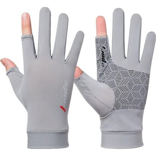 Anti-UV Ice Silk Fishing Gloves Breathable Sunscreen Antiskid Open/Half Fingers Fishing Gloves Fishing Equipments
