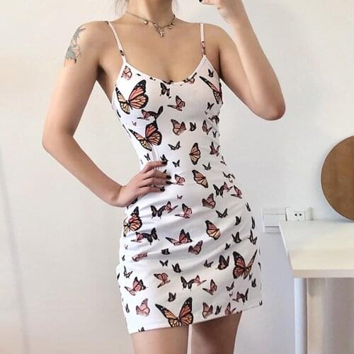 Butterfly90s Print Embroidery Lace Sexy Bodycon Dress Split Summer Mini Dresses Ladies Embroidery Sleeveless Short Dress