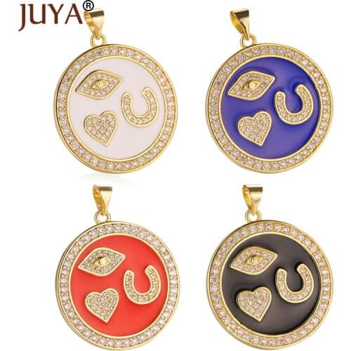 JUYA Hot Fashion Enamel Charm Pendant For Women Necklace Jewelry Making Delicate Charms Heart Cross Evil Eye Pendants Supplies