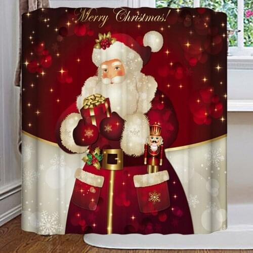 Christmas Santa Claus Shower Curtain Bathroom Waterproof Polyester Shower Curtain Printing Curtains for bathroom shower