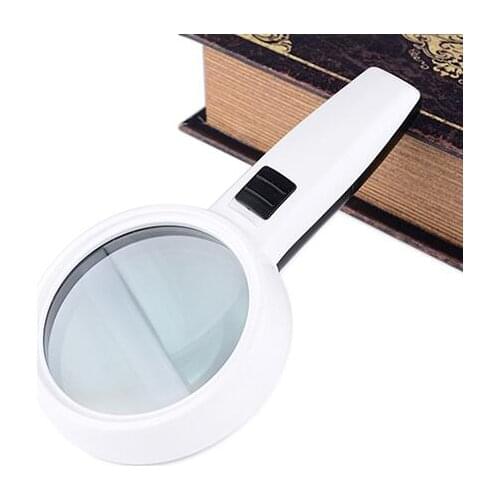 Hot 30X LED Illuminated Handheld Educational Gift Children Old Man Reading Magnifying Glass Magnifier Jewelry Loupe with Lamps
