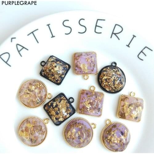 PURPLEGRAPE Korean fashion retro irregular gold foil plastic metal DIY handmade earrings accessories pendant a pack of 4