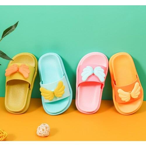 Cute Kids Slippers for Boys Girls Angel Wings Macarons Summer Beach Children Slides Home Outdoor Flat Toddler Slippers Shoes