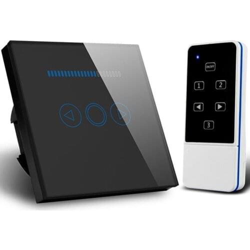 Smart Home EU Remote Dimmer Switch 500W Touch Screen Glass Light Switch with Remote Control function,rf 433Mhz, AC110-240V