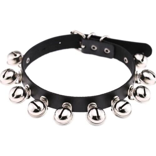 Exaggerated slave alternative attraction shackle bell leather collar choker stage prop nightclub show choker