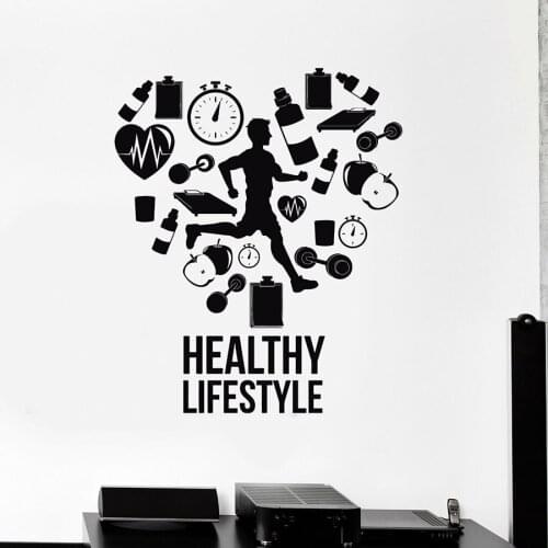 Healthy Lifestyle Wall Decal Run Runner Gym Cardio Sport Vinyl Window Sticker Interior Decor for Living Room Creative Heart M497