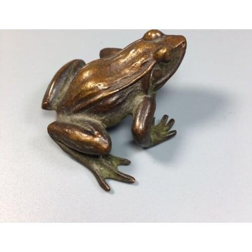 Toad frog solid Sand small statue antique Pure brass bronze statue Religious Buddhism decoration