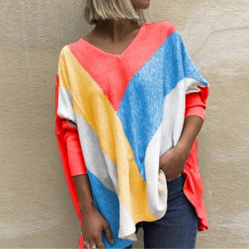 Oversized Loose 5XL T Shirt Fashion Ladies Streetwear V-neck Long Sleeve Spring Tops Casual Color Printing Tees For 2021 Female