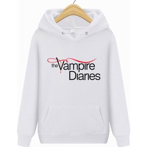 2021 Women Hooded Sweatshirts The Vampire Diaries Hoodies TV Series Solid Color Print Streetwear Hoodie Pullover Tops Coat