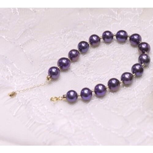 MADALENA SARARA AAA 9-12mm Freshwater pearl Dark Purple Perfect Round Edison Pearl Bracelet Elegant For Women Jewelry
