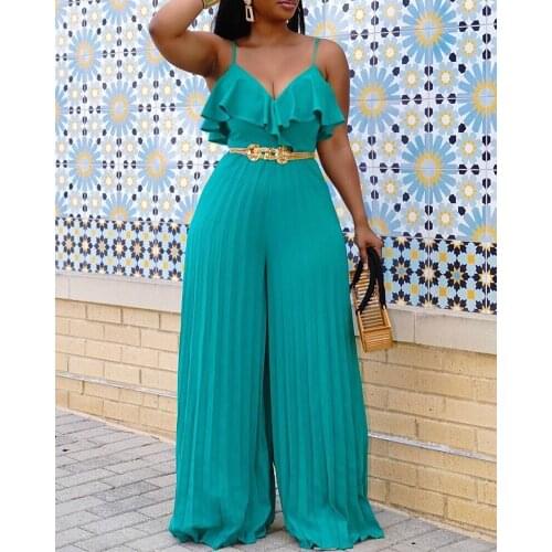 2021 African Clothes Women Dashiki African Jumpsuit for Women Spaghetti Strap Jumpsuits Loose Style Long Overalls