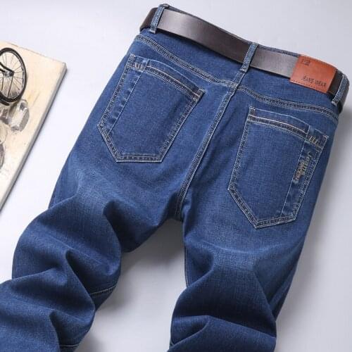 2021 Brand Mens Straight Elastic Cotton Jeans Men Fashion Business Classic Style Jean Denim Pants Trousers Big Size 28-36-40