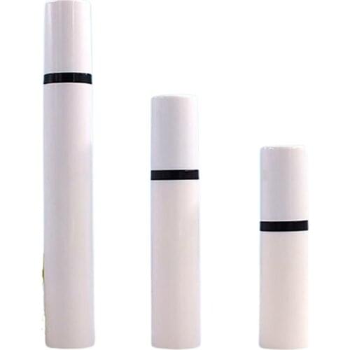 24pcs 5ml 10ml 12ml 15ml Empty Cute Portable White vacuum airless perfume bottle with Black Srpay Refillable airless Container