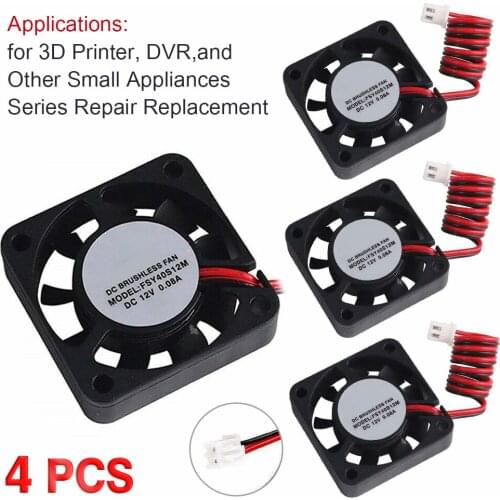 4pcs DC 12V 40mm Cooling Fan 3D Printer DVR CPU Computer PC Case Cooler Suitable For Computer CPU Cooler Mini 4010 Cooling Fan