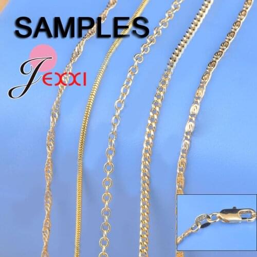 5 Kinds Mix 18" Yellow Gold Filled Jewelry Snake ROLO Singapore Necklace Chains With Lobster Clasps Stamped