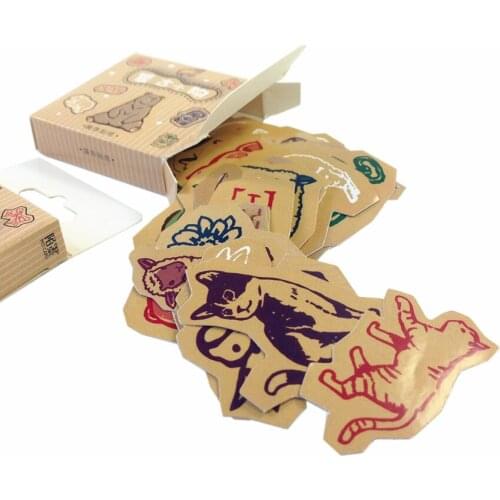 56boxes Retro kraft Animal Series shaped Boxed Stickers mini Aesthetic DIY Decorative Scrapbooking free shipping
