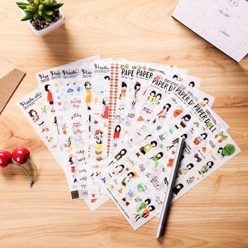6sheets/Pack Sweet Girls Life Scrapbooking PVC Adhesive Stickers Set Stationery DIY Craft Diary Decoration Household Supplies