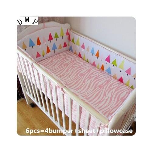 Promotion! 6PCS 100% cotton baby safety fence, washable bed around kits, customizable baby products (bumpers+sheet+pillow cover)