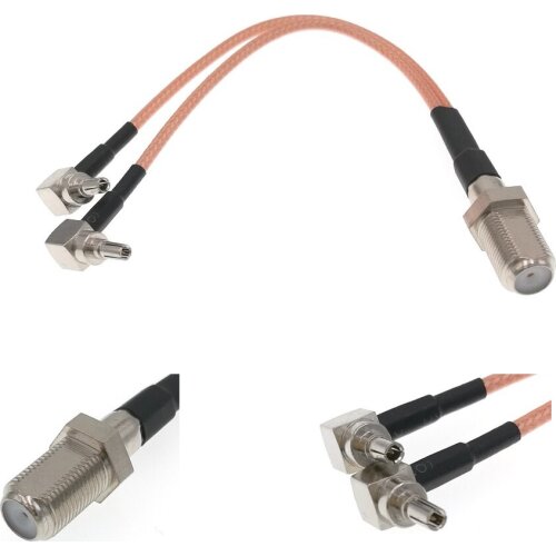 Antenna Pigtail Cable F Female To Two Dual CRC9 Male Y Type 2 X CRC9 Male Splitter Combined Pigtail Cable 20CM 8" For 3G/4G Mode
