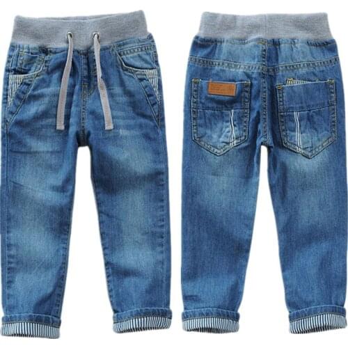 Boys Jeans Pants Spring Summer Stpried Casual Kids Denim Trousers For Baby Boys 90-160 Childrens Wear