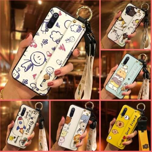 Dirt-resistant Silicone Phone Case For Xiaomi Mi 9 Fashion Design Original Cute Wrist Strap