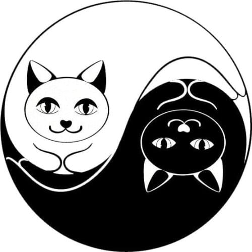 Yin Yang Cat Head High Quality Car Decoration Applique Personality Pvc Waterproof Car Window Applique Black/white, 15cm * 15cm