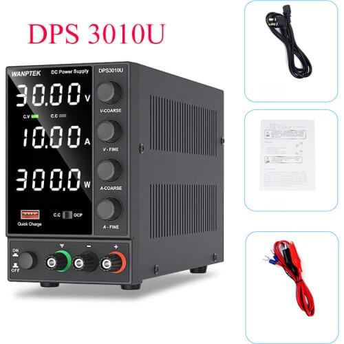 WANPTEK DPS3010U 0-30V 0-10A 300W Switching DC Power Supply 4 Digits Adjustable Mini Power Supply AC 115V/230V 50/60Hz