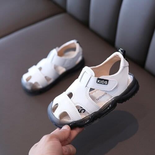 Summer Children Boys Beach Sandals For Toddler Little Boy Baby School White Black Baotou Sandals 1 2 3 4 5 6 7 Years Old Shoe