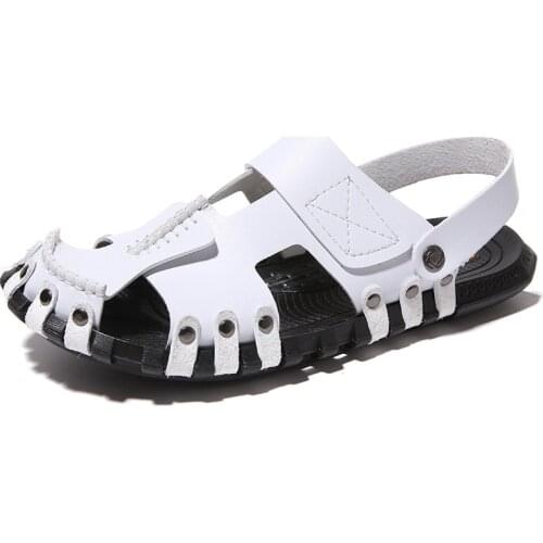 Men Split Genuine Leather Sandals Hot Brand Men Casual Shoes Male Slippers 2021 Summer Boys Beach Sandals Comfort Flip Flops