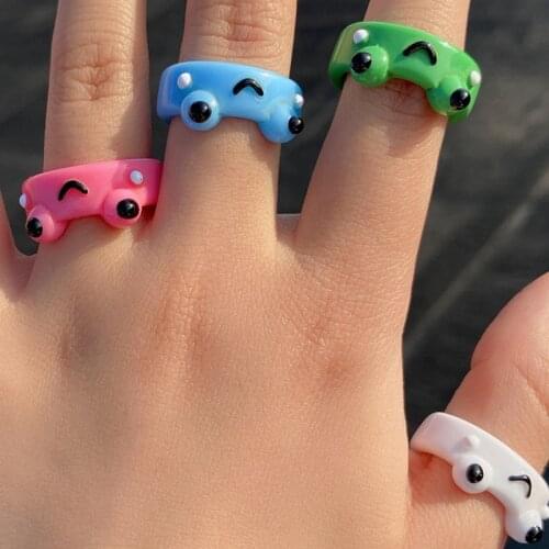 New Cute Frog Chick Resin Acrylic Ring For Female Girl Simple Animal Aesthetic Couple Jewelry Friendship Gifts 2021