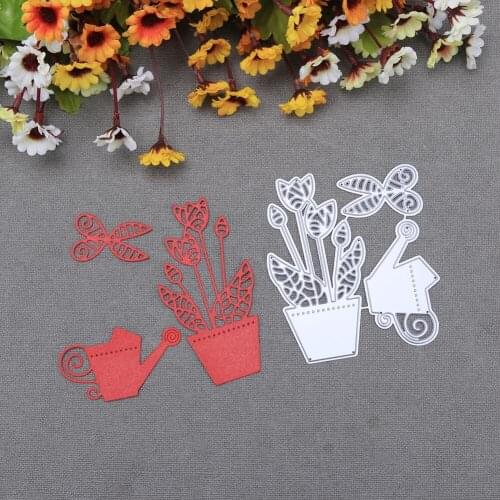 New Design Watering Kettle Scissors Potted Plants Sets Metal Cutting Dies For Photo Album Decorative Paper Card Embossing Dies