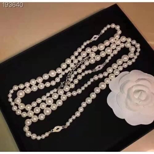 Top Quality Fashion Party Jewelry Long Crystal Pearls Necklace Luxcy Party Necklace Chain Jewelry Neckalce