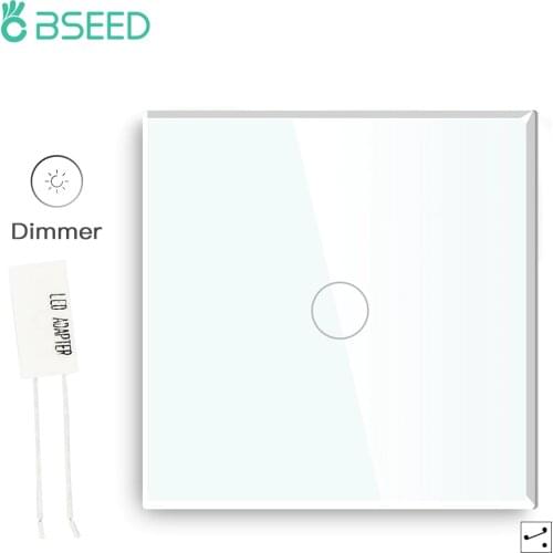 BSEED Light Dimmer Touch 1Gang 2 Way Switches Wall Light Switch Dimmer Crystal Touch Switch Blue Backlight Waterproof