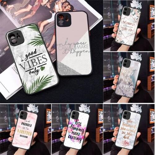 Pink marble text Phone Case For iphone 12 11 8 7 plus mini x xs xr pro max matte transparent cover