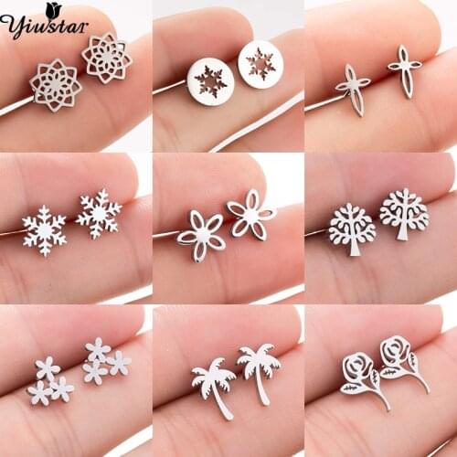 Ethnic Origami Mandala Flower Earrings Geometric Stainless Steel Stud Earings For Women Daily Jewelry Vintage Earing