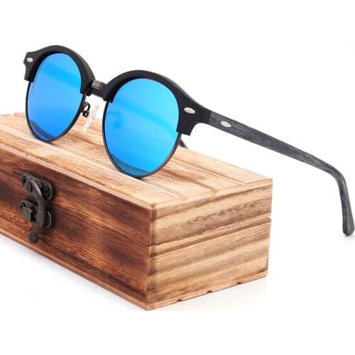 LONSY Polarized Sunglasses Men Women Brand Design Acetate Wood Grain Semi Rimless Classic Men Sunglasses Oculos De Sol UV400