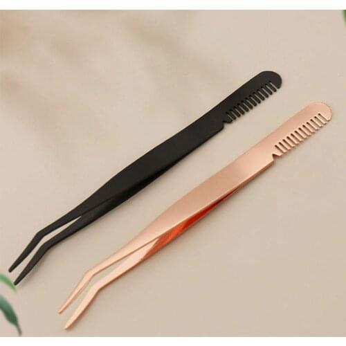 Steel Makeup Eyelash Tweezers Comb Brush 3D Volume Eyelash Extension Tweezer Fan Lash Eyebrow Tweezers Professional