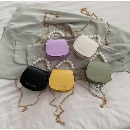 Alligator Pattern Women Mini Shoulder Bags Solid Color Messenger Pearl Female Chain Satchel PU Leather Tote Handbag