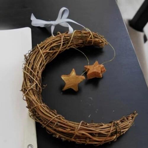 Wreath DIY Rattan Moon Shape Garland Making Frame Hanging Decors Wicker