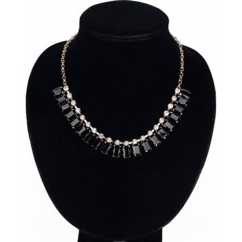 YFJEWE Gold Chain With Charms Fashion Rhinestone Handmade Black Acrylic Gem Choker Personally Design Necklace #N023