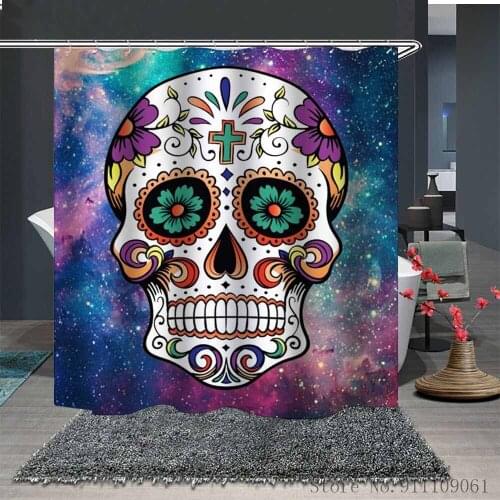 Halloween Skull 3D Printed Home Decoration Shower Curtains Waterproof Mildew Proof Polyester Fabric Bathroom Partition Curtain