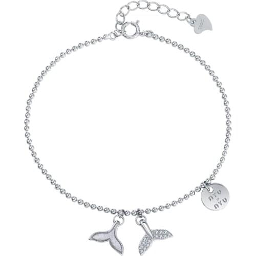 ZEMIOR Real Sterling Silver 925 Jewelry Chain Bracelets For Women Minimalist Shining Fishtail Tag Adjustable Charms Bracelet