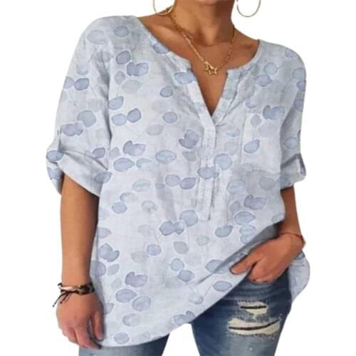 2021 Summer Casual Fashion Street Style Top Floral Print V Neck Women Elegant Half Sleeve All Match Blouse Streetwear Plus Size
