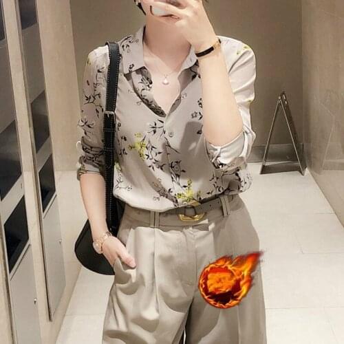 Women Long Sleeve Loose Shirts Shirt Clothes Printing Casual Button Blouse Office Lady Chiffon Shirts Blusa Feminina Y286