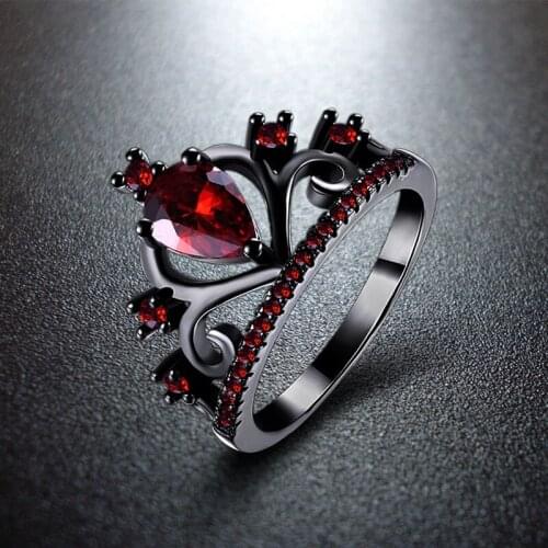 Exquisite Crown Shape Black Gold Filled Zircon Rings for Women Fashion Color Cubic Zirconia Jewelry Aneis Anillos Mujer LBR1132