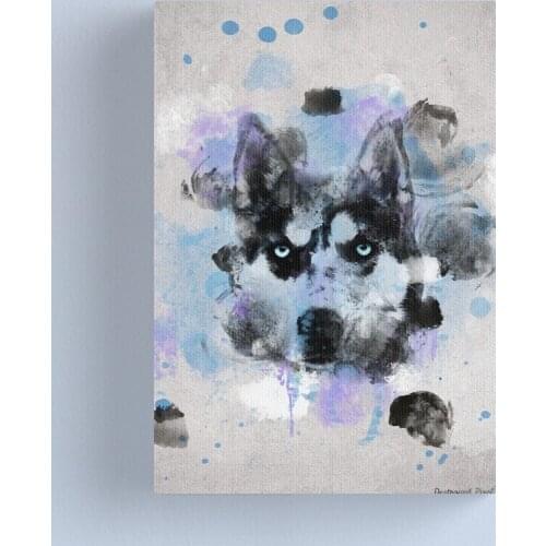 Animal Dog Siberian Husky Black Wall Art Pictures Canvas Posters Home Decoration Modular Painting HD Printed Framed For Bedroom