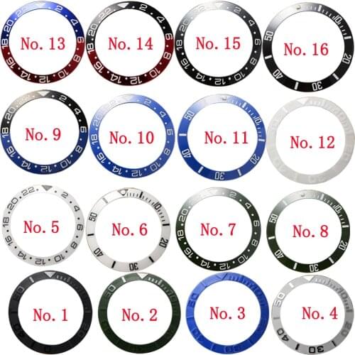 1 pic 40MM Ceramic\aluminum Red Black Blue Green bezel ( 16 color chosen) insert fit automatic 43mm parnis watch