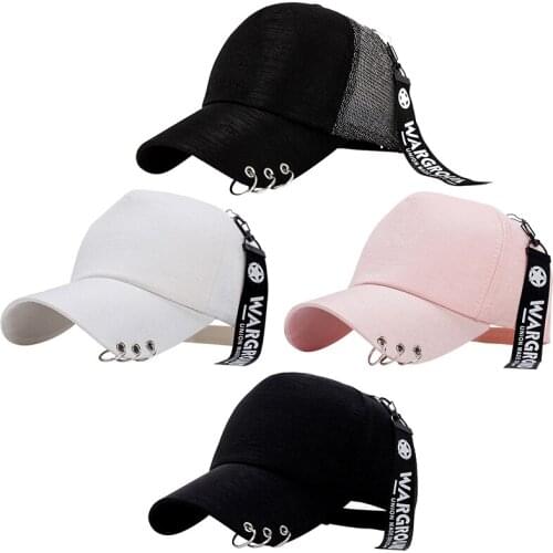 1Pcs Adjustable Baseball Cap Snapback Cotton Peaked Hats With Iron Rings Long Strap Breathable Headwear Hip Hop Accessories