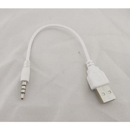 10pcs 3.5mm Aux Audio Plug To USB 2.0 Male Charge Cable Adapter Cord Car MP3 White 18cm